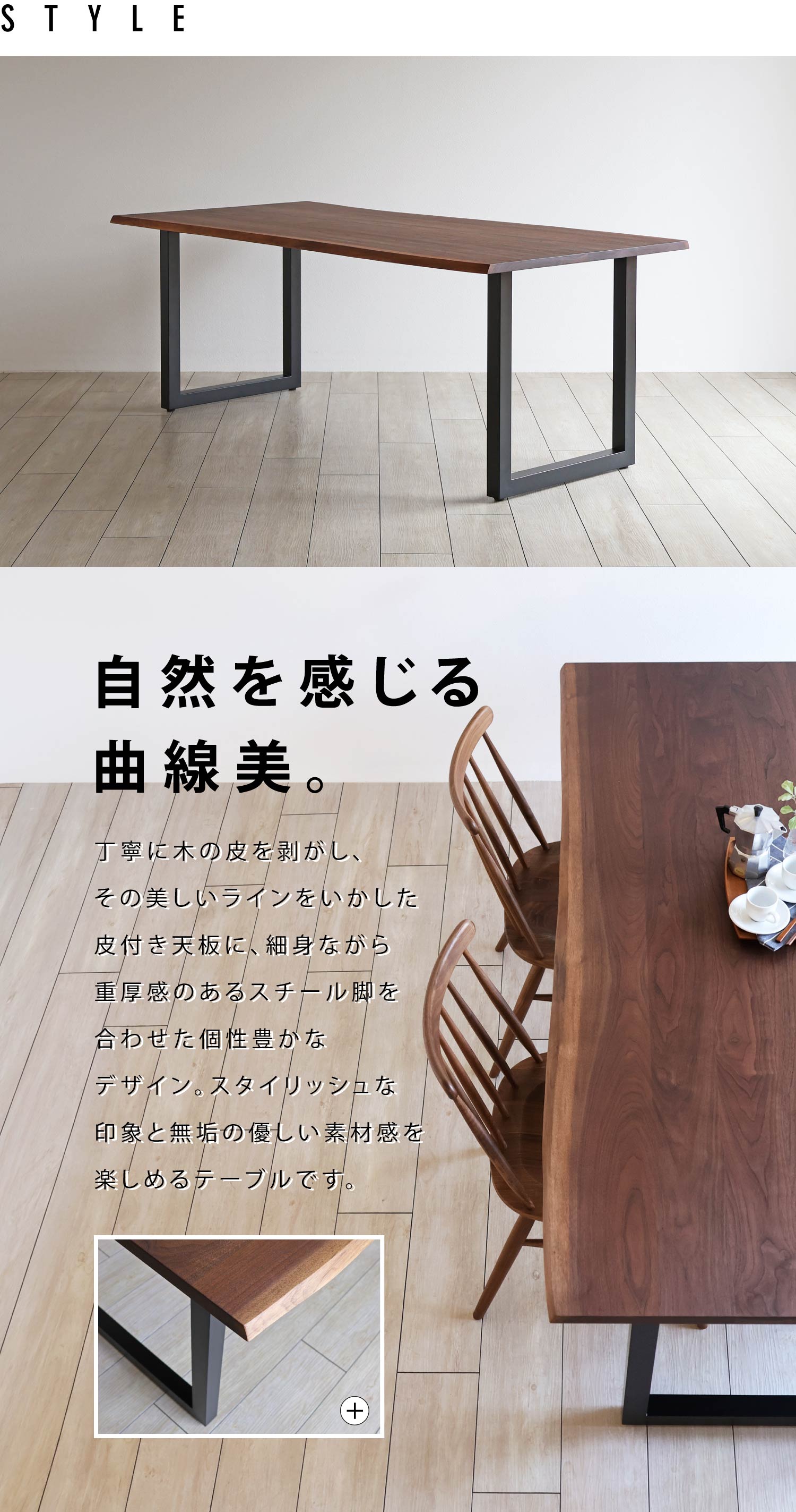 ���R��������Ȑ����B���J�ɖ؂̔�𔍂����A���̔��������C��������������t���V�ɁA�אg�Ȃ���d�����̂���X�`�[���r�����킹���A���L���ȃf�U�C���B