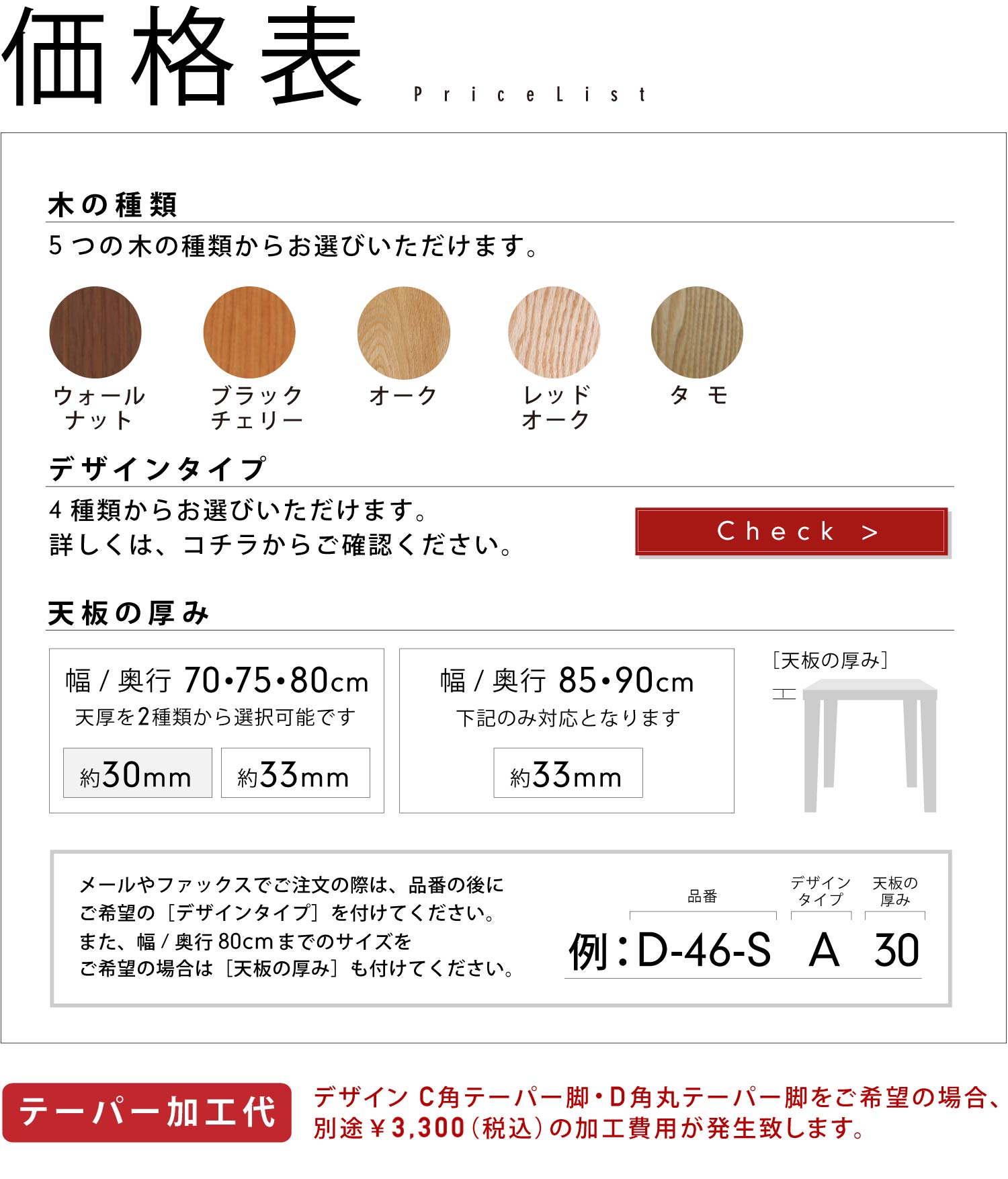 価格表