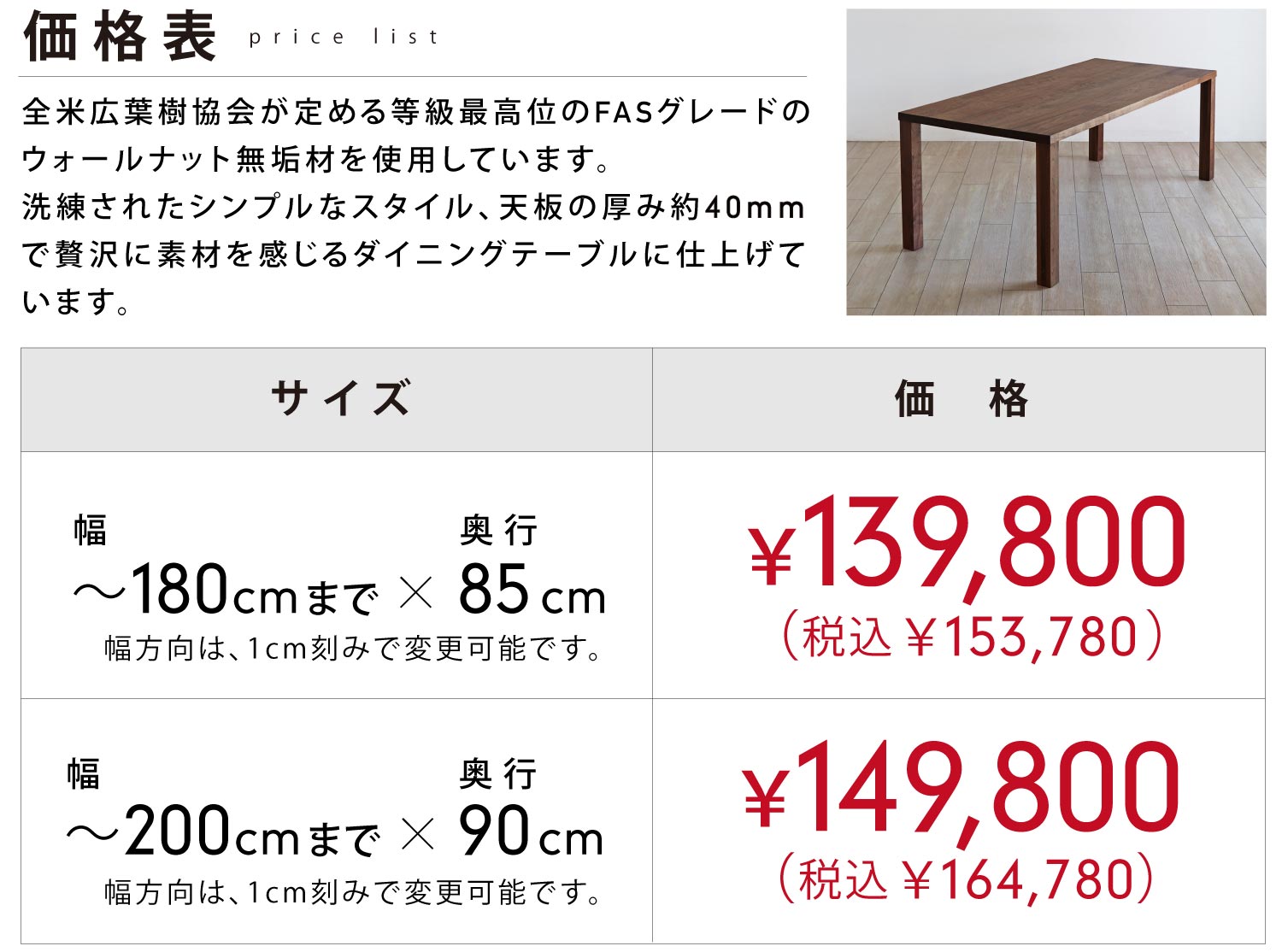 価格表