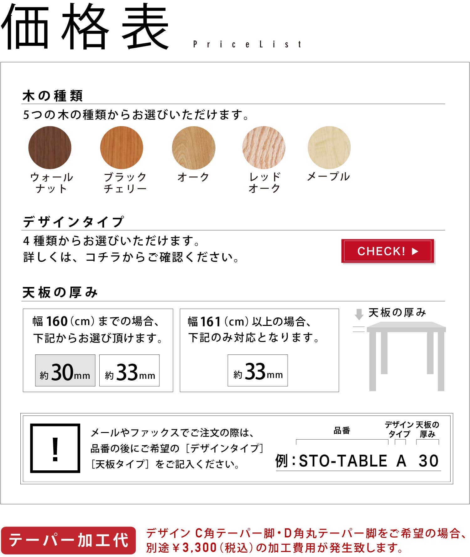 価格表