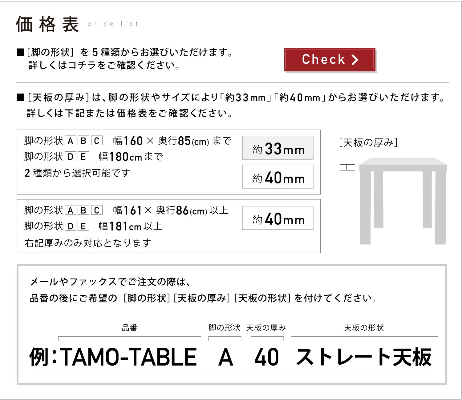 価格表