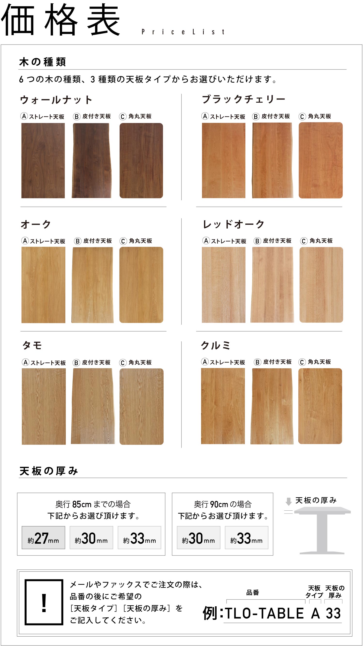 価格表