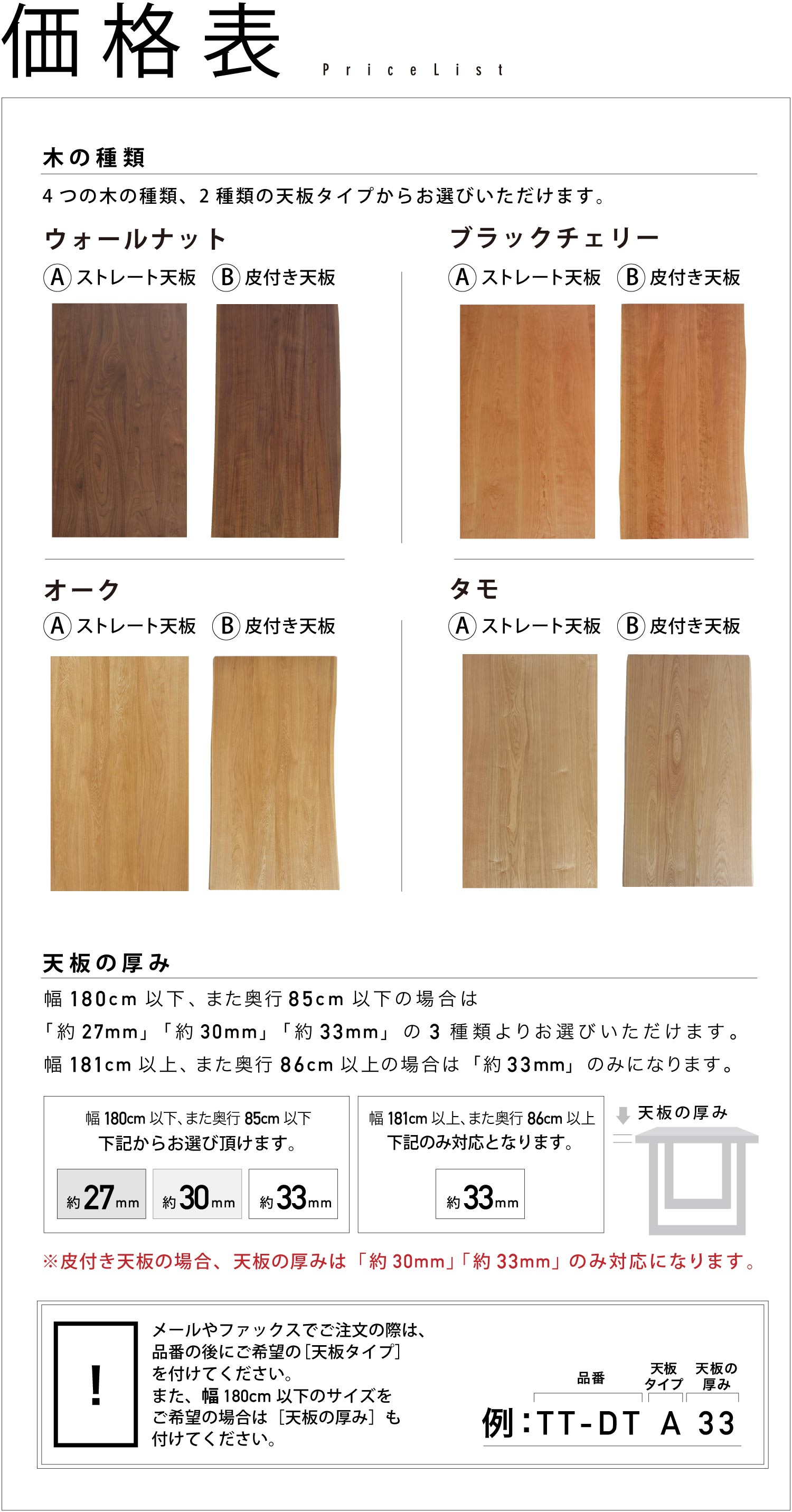 価格表
