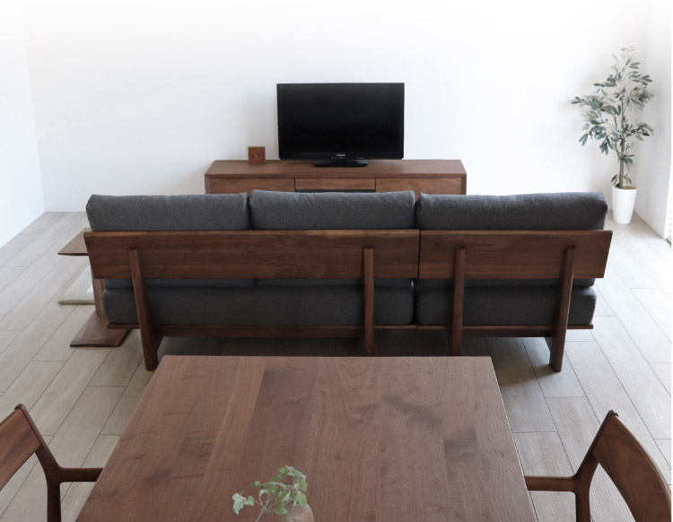 木製ソファ BS-045-F-L フラットなシートが心地いい上質なソファ（L型ソファ