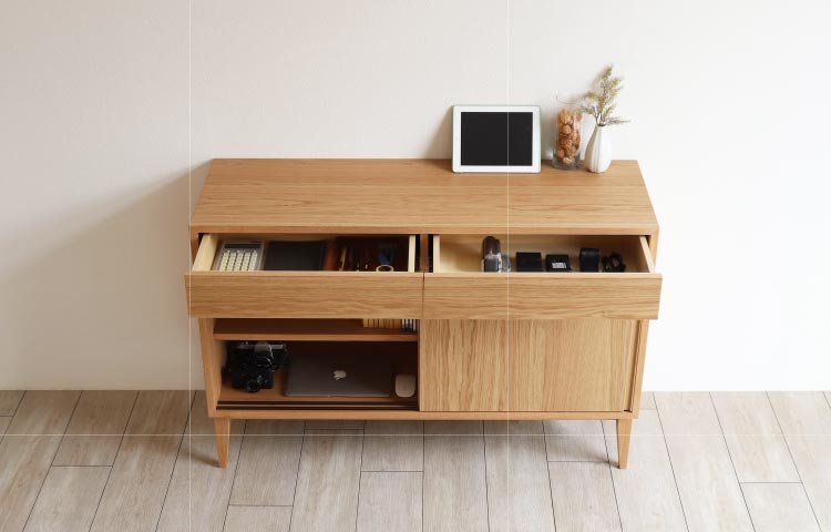 オーク シンプルサイドボード。国内でつくりあげるシンプルで美しい