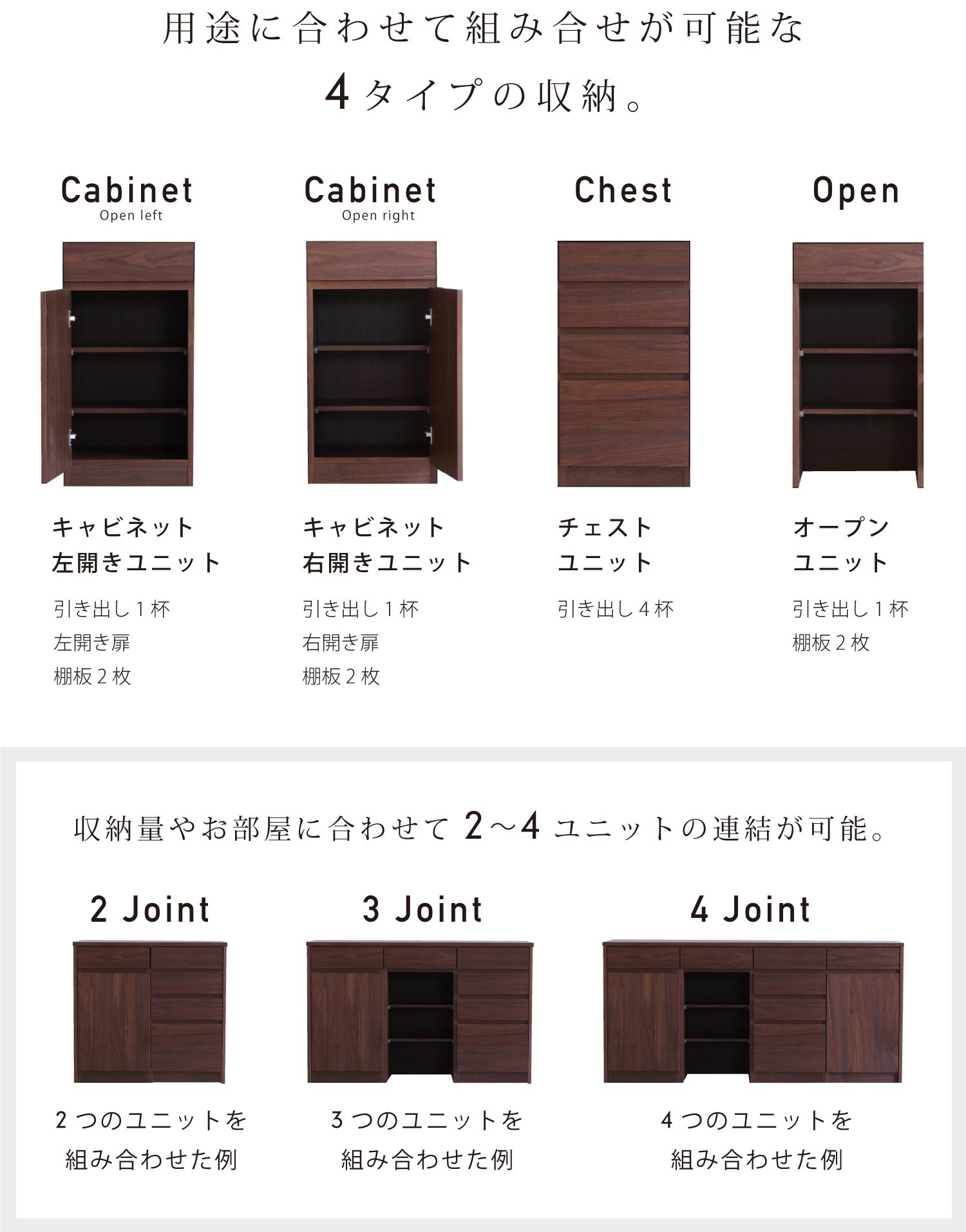 組み合わせ可能な選べるカウンター収納「combo」コンボ